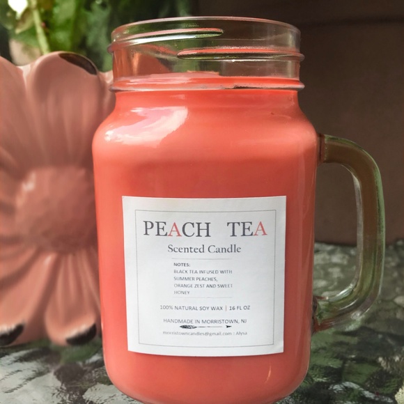 Peach Tea Scented Candle in Mason Jar - Picture 3 of 3